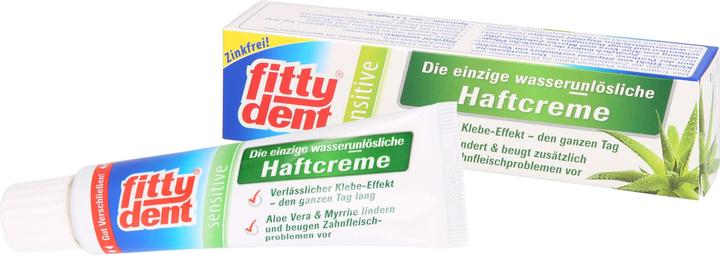 Actual product image Sanhelios fittydent sensitive water-insoluble adhesive cream for dentures, 40 g cream