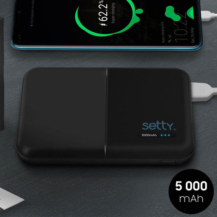 Actual product image Setty 5000mAh powerbank with 2x 1A USB ports (5000 mAh)