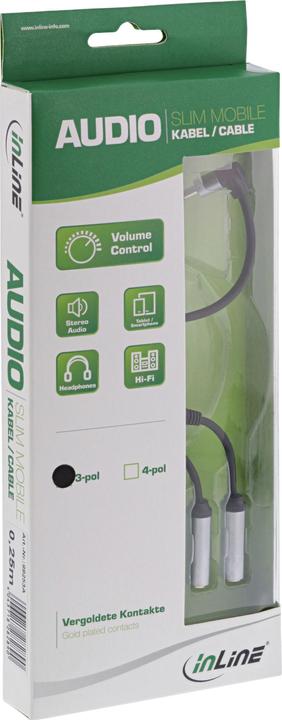 Immagine prodotto InLine Cavo audio sottile a Y Jack 3 (0.25 m, Connettore da 3,5 mm (AUX))