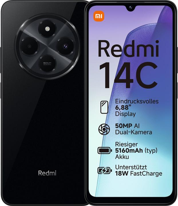 Productafbeelding Xiaomi Redmi 14C 4/128 bw (128 GB, Middernachtelijk zwart, 6.88", Dubbele SIM, 50 Mpx, 4G)