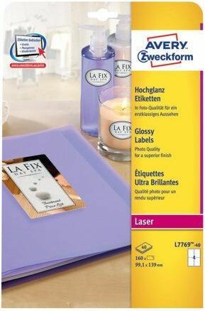 Actual product image Avery Glossy labels