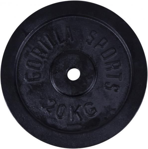 Immagine prodotto Gorilla Sports Piastra del peso in ghisa nera 1,25-15 KG (1 x 20 kg)