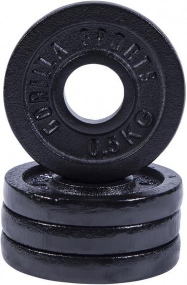 Gorilla Sports Hantelscheibe Guss Schwarz 1,25-15 KG (4 x 10 kg)