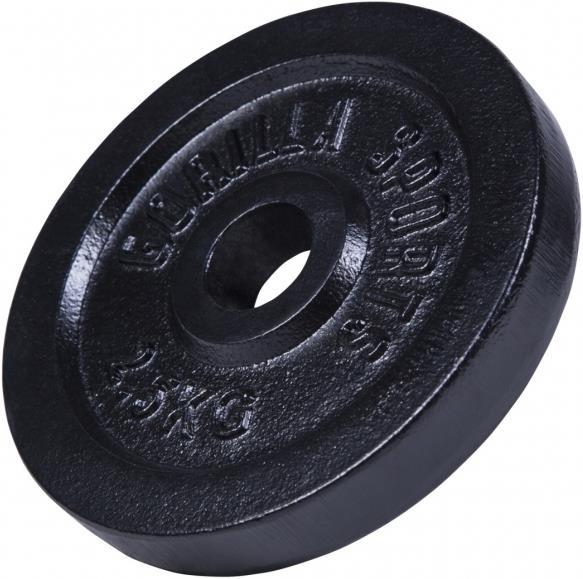 Produktbild Gorilla Sports Hantelscheibe Guss Schwarz 1,25-15 KG (1 x 2.5 kg)