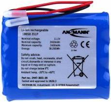 Image du produit Ansmann Pack de batteries Li-Ion 3S1P (1 pcs, 18650, 3500 mAh)
