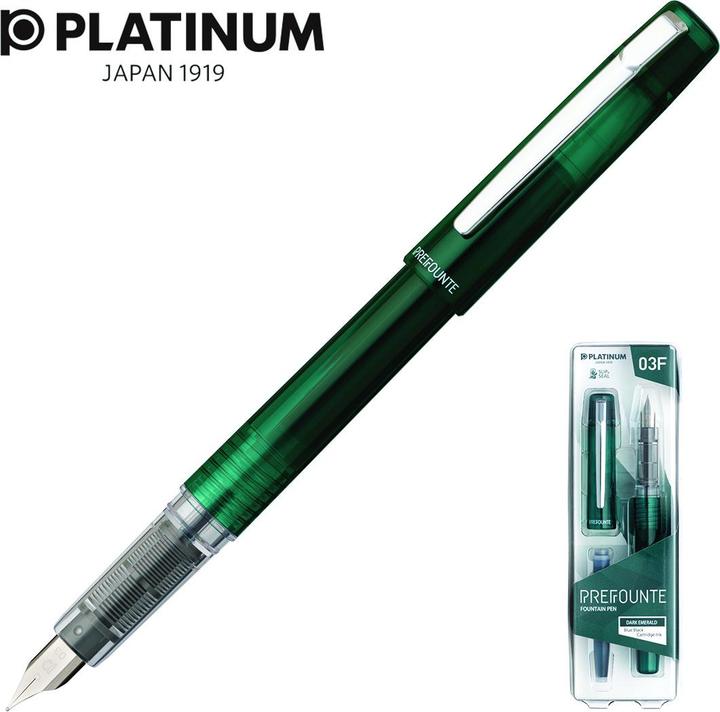 Image du produit Platinum Prefounte Dark Emerald, F Eternal Stylo plume, en plastique, blister, vert (émeraude noire, 1 x)