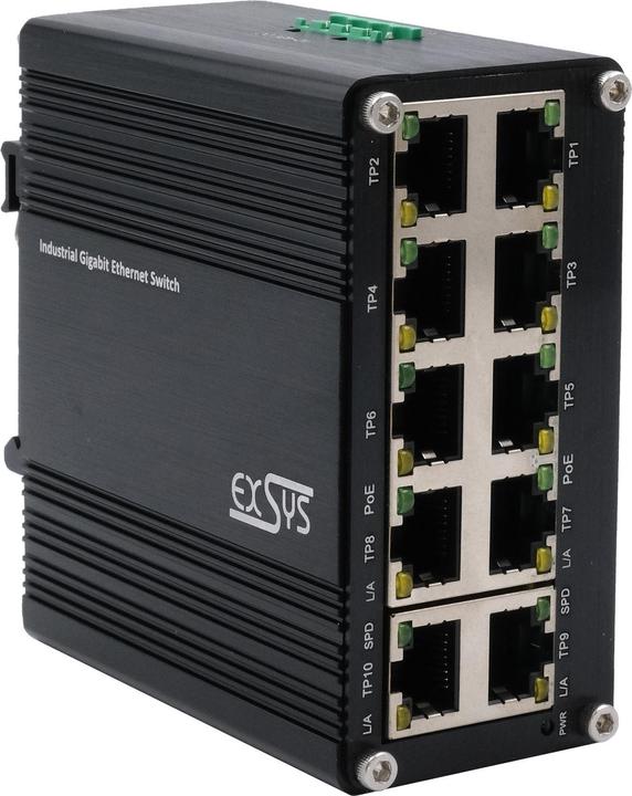 Actual product image Exsys Industr. Mini PoE-Switch 10x 1 Gbps (10 Ports)