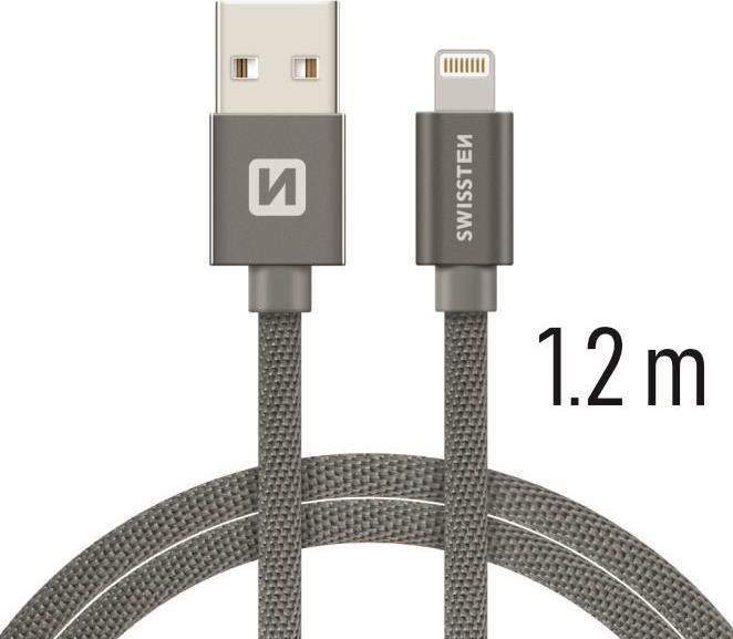 Swissten Datenkabel Textil USB / Lightning 1.2 M (1.20 m, USB 3.2 Gen 1)