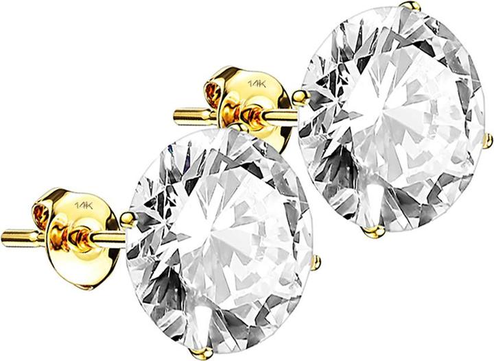 Star Piercing Ohrstecker 14k gold mit rundem Kristall silber (14k Gold)