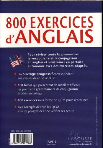 Produktbild 800 exercices d'anglais: spécial collège (Collectif, Französisch)