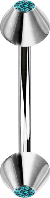 Immagine prodotto Star Piercing Micro Banane silber mit zwei Cones Kristall aqua (senza ottone, Acciaio chirurgico 316L)