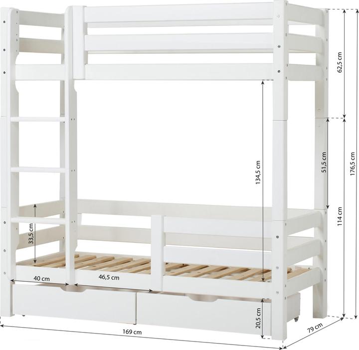 Actual product image Hoppekids ECO Luxury loft bunk bed in 70 x 160 cm with fall out protection and straight ladder (70 x 160 cm)