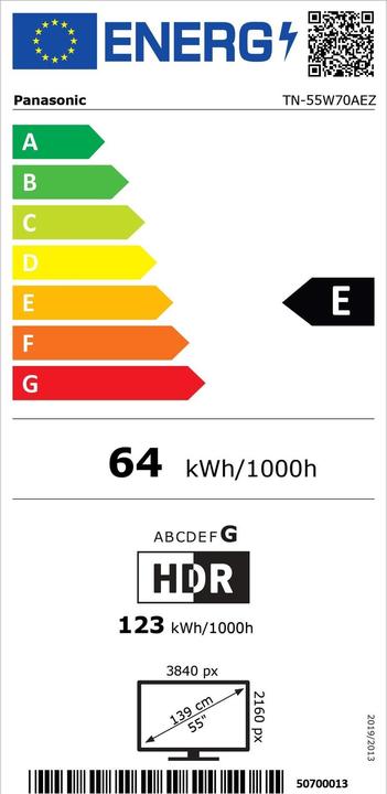 Energy Label Panasonic TN-55W70AEZ (55", LCD, 4K, 2024)