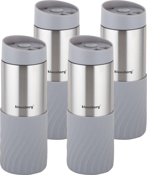 Image du produit Klausberg Lot de 4 mugs isothermes à double paroi, 420ml, gris (0.42 l)