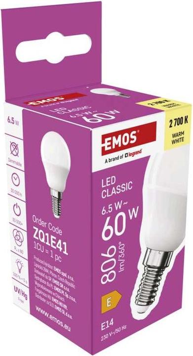 Produktbild Emos LED Lampe Classic Mini Globe / E14 / 6,5 W (60 W) / 806 lm / Warmweiss (E14, 6.50 W, 806 lm, 1 x, E)