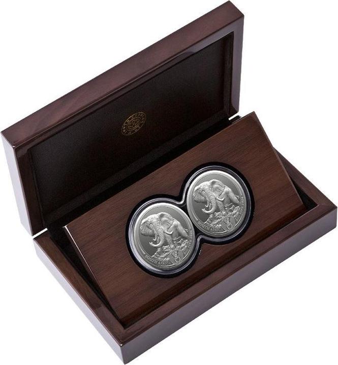 Actual product image South Africa Mint Silber Elefant Big Five Serie III - 2 x 1 oz PP-Set Doppelkapsel (999, 2024)