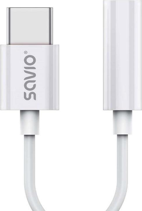 Image du produit Savio Adaptateur audio - USB type 3.1 C M - Prise jack 3,5 mm F - Blanc AK-51 (0.11 m, USB)