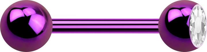 Actual product image Star Piercing Barbell violet with ball and ball crystal silver (without brass, Titanium G23)