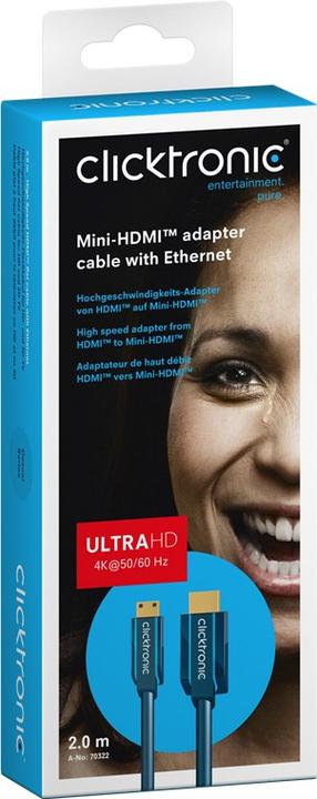Produktbild clicktronic Mini-HDMI Adapterkabel Ethernet (2 m, HDMI)