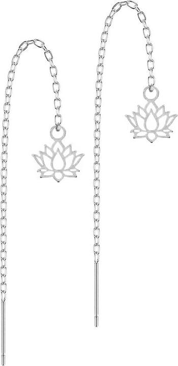 Chaotic Trading Ohrstecker silber freifallende Kette Lotusblume (ohne Messing, Chirurgenstahl 316L)
