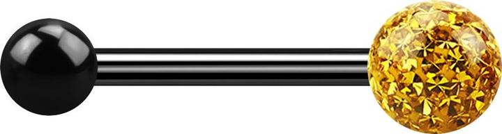Image du produit Star Piercing Barbell schwarz mit Kugel und Kristallkugel topaz Epoxy Schutzschicht (Titane G23, sans laiton)