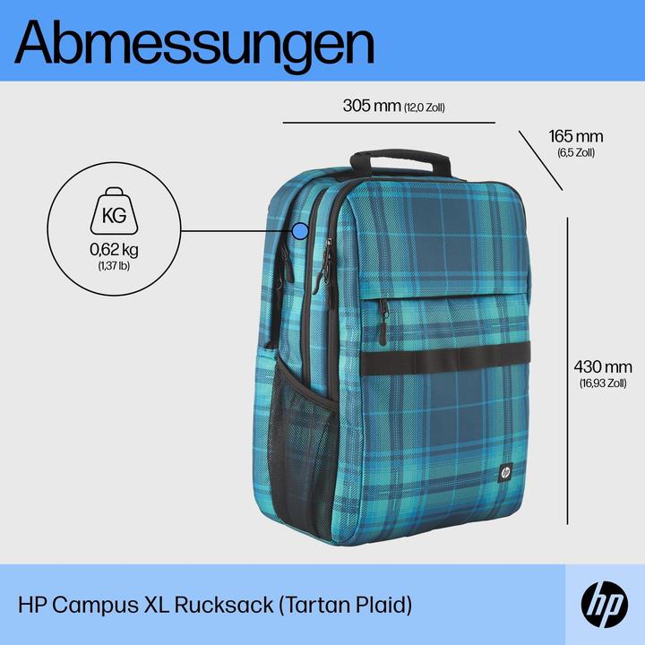 Immagine prodotto HP Zaino Campus XL a quadri Tartan (P) (20 l)