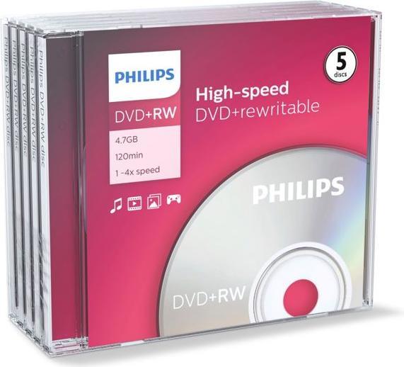Immagine prodotto Philips 1x5 DVD+RW 4.7GB 4x JC (5 x)