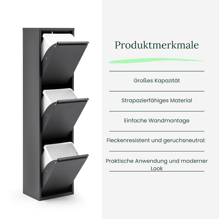 Produktbild Gowoll Küchenmülleimer mit Mülltrennsystem (3 x 15 L) (45 l)