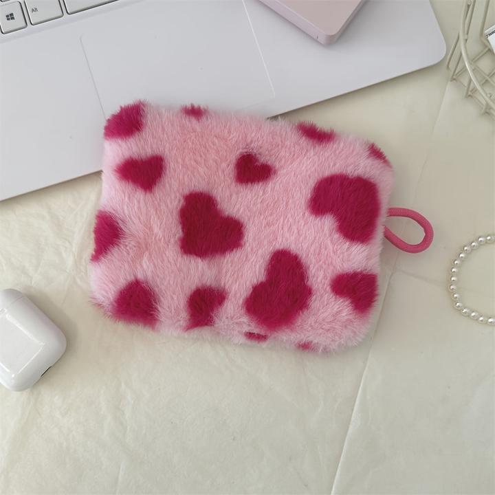 Image du produit Only-Bags.Store Mode peluche amour bouche rouge enveloppe sac à cosmétiques, porte-monnaie clé pièce avec support ID