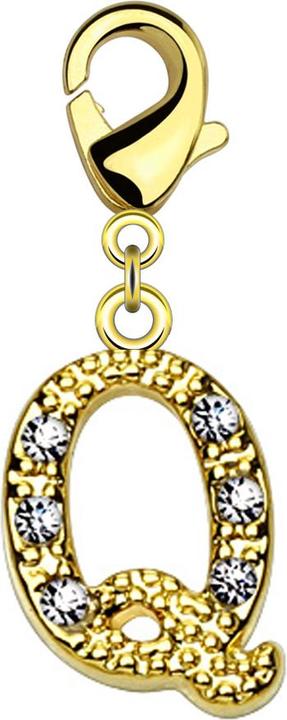 Actual product image Star Piercing Pendant 14k gold plated with crystal letter Q (Brass)