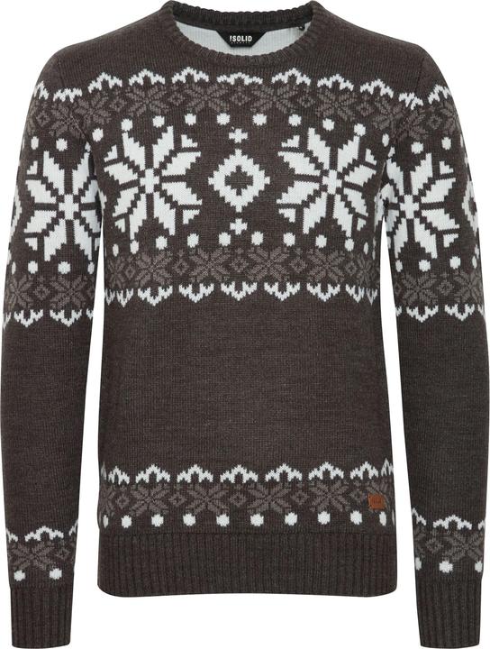 Image du produit Solid Norwig Pull En Grosse Maille Pull-Over Tricot Pour Homme Avec Encolure Rond (S)