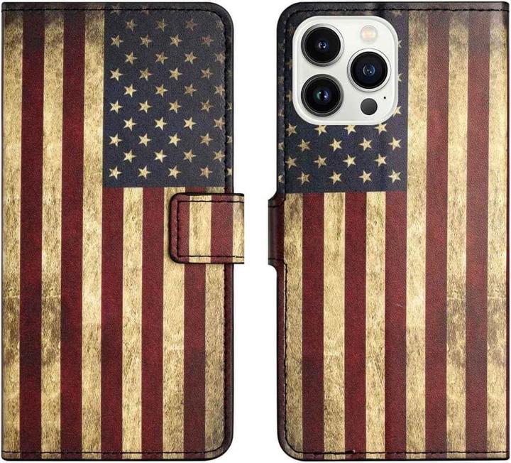 Produktbild Cover-Discount iPhone 14 Pro - Leder Etui Hülle USA Amerika Flagge (Apple iPhone 14 Pro)