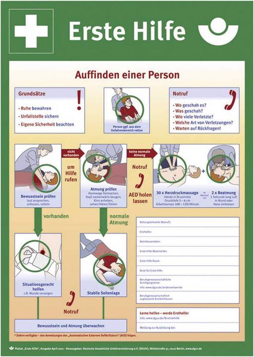 Actual product image SafetyMarking Notice First Aid Instructions for first aid in case of accidents