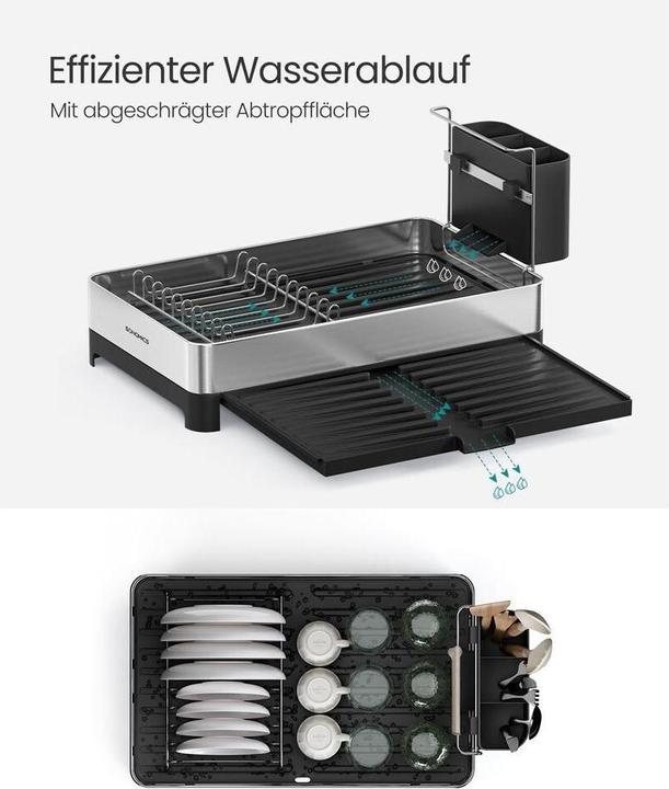 Produktbild Songmics Abtropfgitter Schwarz/Silber, Tiefe: 44 cm, Breite: 40 cm