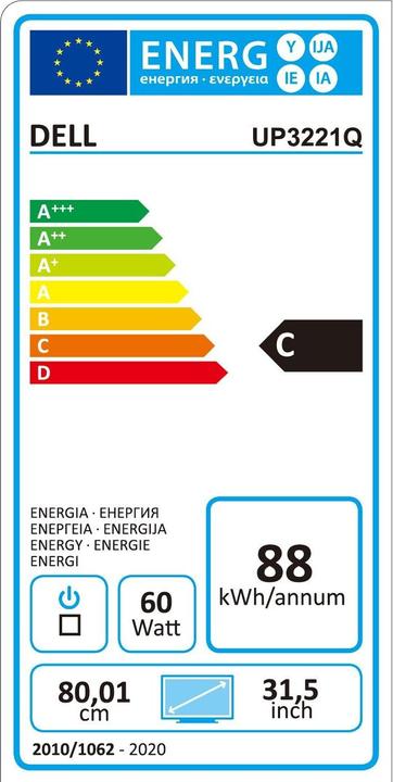 Etichetta energetica Dell UltraSharp UP3221Q (3840 x 2160 pixel, 32")