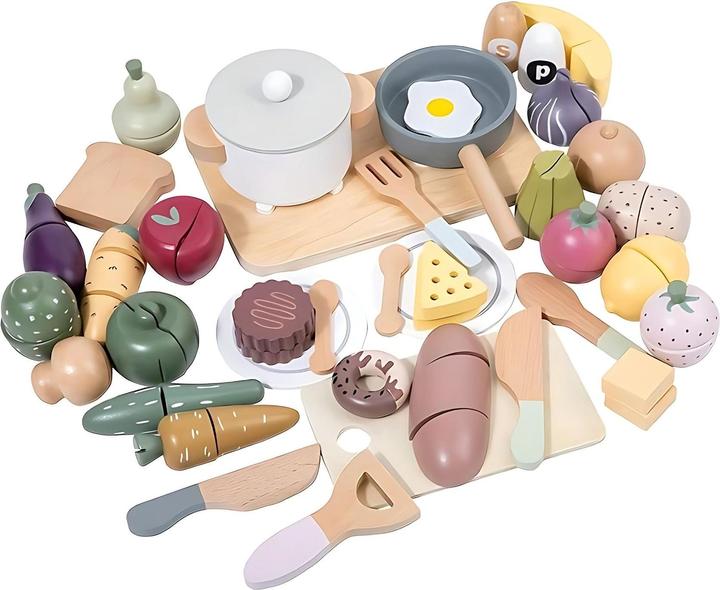 Produktbild Sebra Küche & Lebensmittel Set aus Holz, 48-teilig