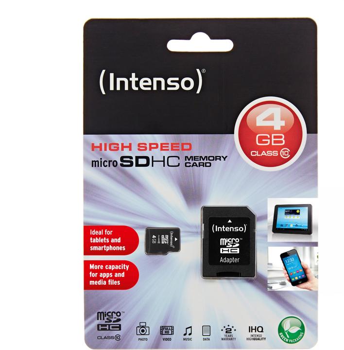 Produktbild Intenso microSD Class 10 (4 GB, microSDHC, U1)