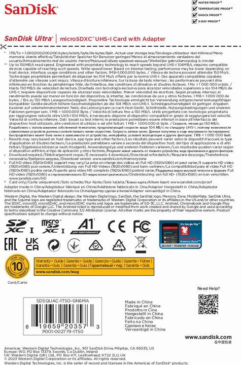 Produktbild SanDisk Ultra mit Adapter (1500 GB, microSDXC, U1, UHS-I)