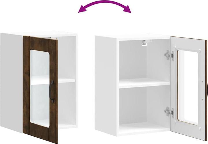 Produktbild VidaXL Küchen-Hängeschrank mit Glastür Lucca Räuchereiche Wandschrank Küche (40 x 31 x 60 cm)