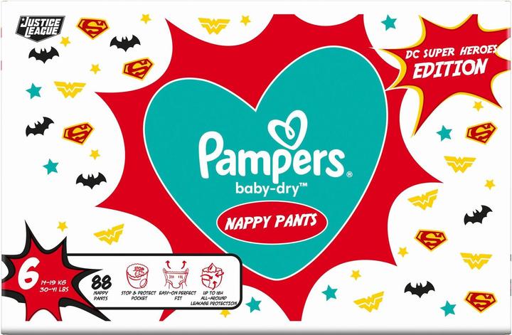 Immagine prodotto Pampers Pantaloni da supereroe Baby-Dry (Dimensione 6, Pacco mensile, 88 Pezzo/i)