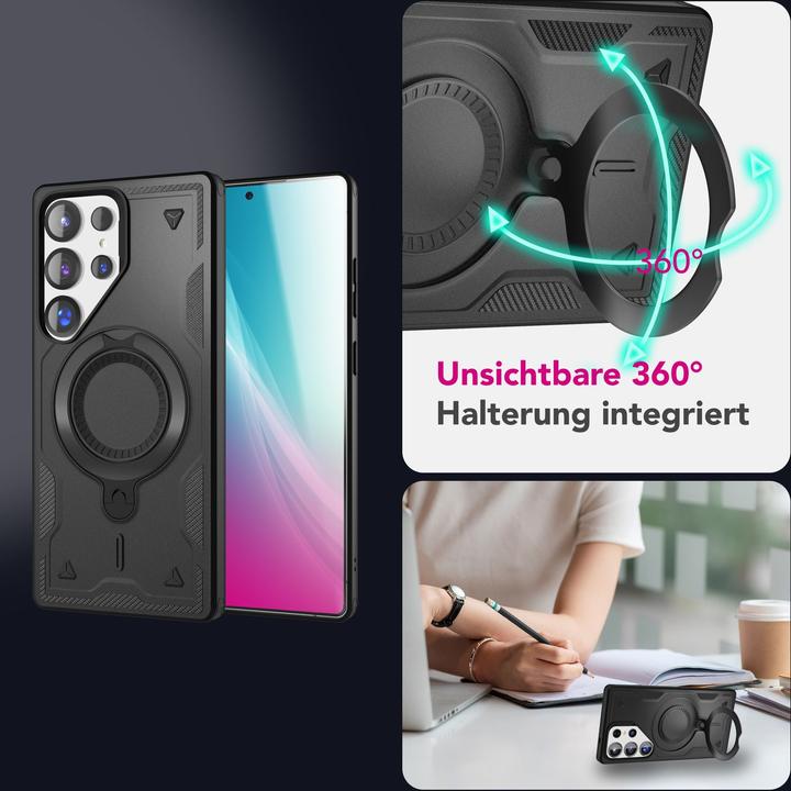 Produktbild Nalia Stormguard - Stossfeste Armor Ring Hülle für MagSafe - Military Kickstand Hardcase (Samsung Galaxy S25 Ultra)