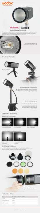 Immagine prodotto Godox H200R, testa ad anello per AD200