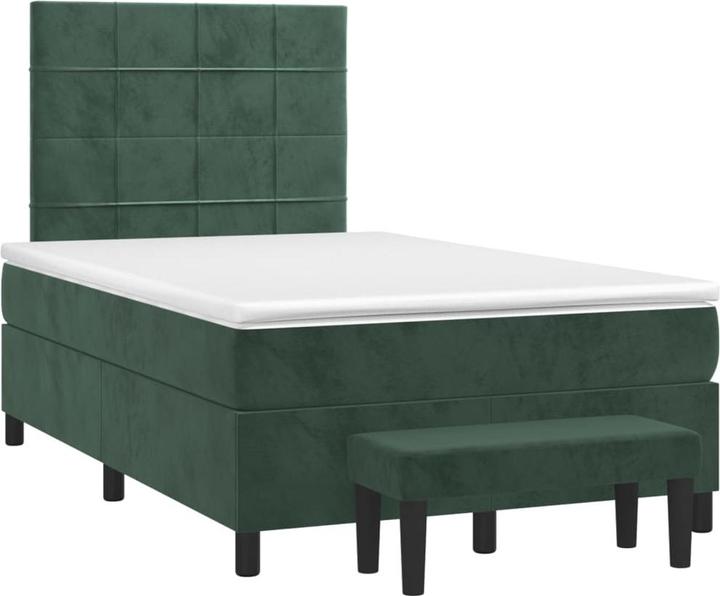 Image du produit VidaXL Lit Boxspring avec matelas Vert foncé 120x200cm velours Lit double (120 x 200 cm)