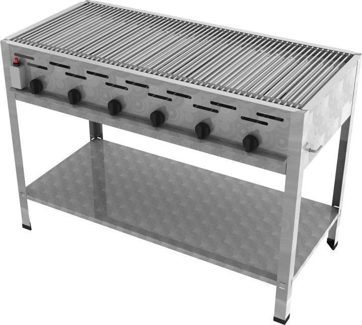 ChattenGlut 6-burner gas roaster with individual stainless steel rods as grates (27 kW)