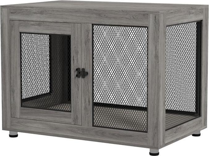 Immagine prodotto Swisshandel24 Hundekäfig für Zuhause, Hundebox mit 2 Türen, Waschbaren Kissen, Grau