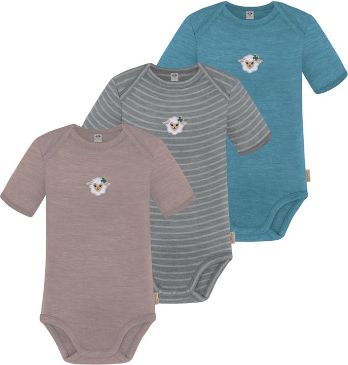 Normani 3er Set Baby Merino Body Kurzarm „Tauranga" - 9295