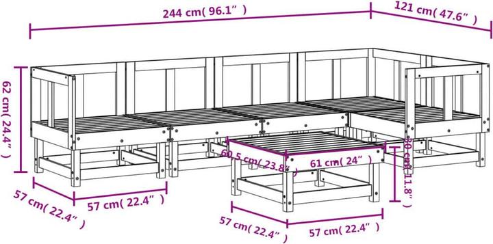 Actual product image VidaXL 6-tlg. Garten-Lounge-Set Massivholz Douglasie,Material