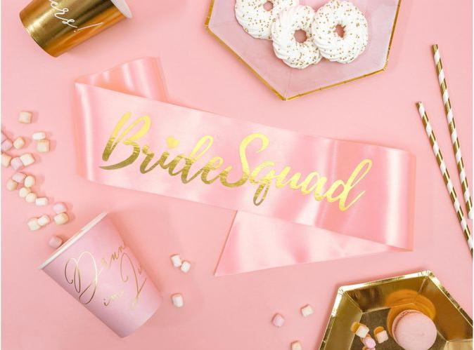 Actual product image Partydeco Sash Bride Squad 75 cm, Pink/Gold