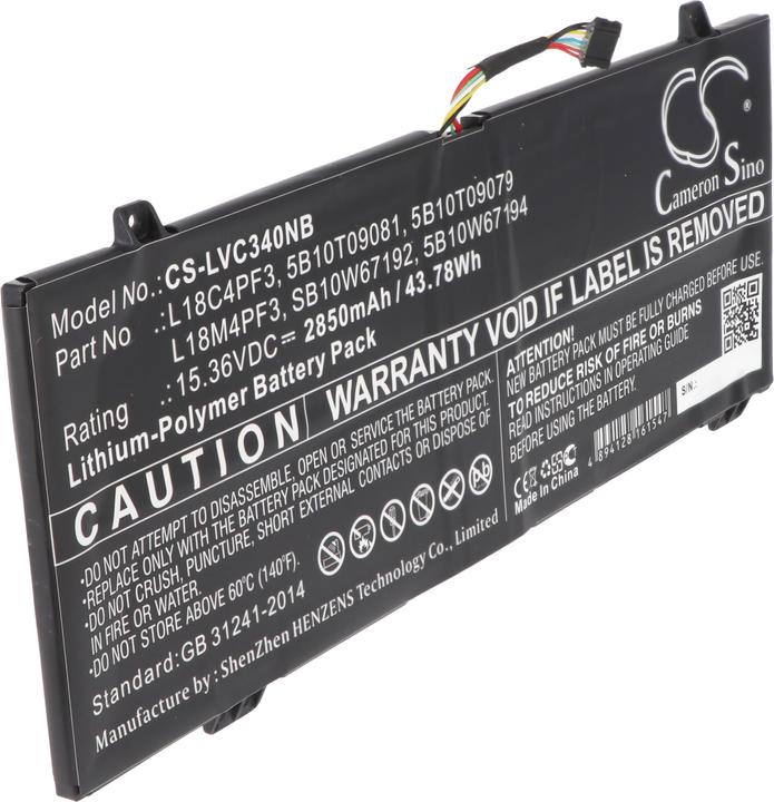 Produktbild AccuCell Akku passend für Lenovo L18M4PF3, 5B10T09079, Lenovo IdeaPad C340-14IWL, 15,36V, 2850mAh (2850 mAh)