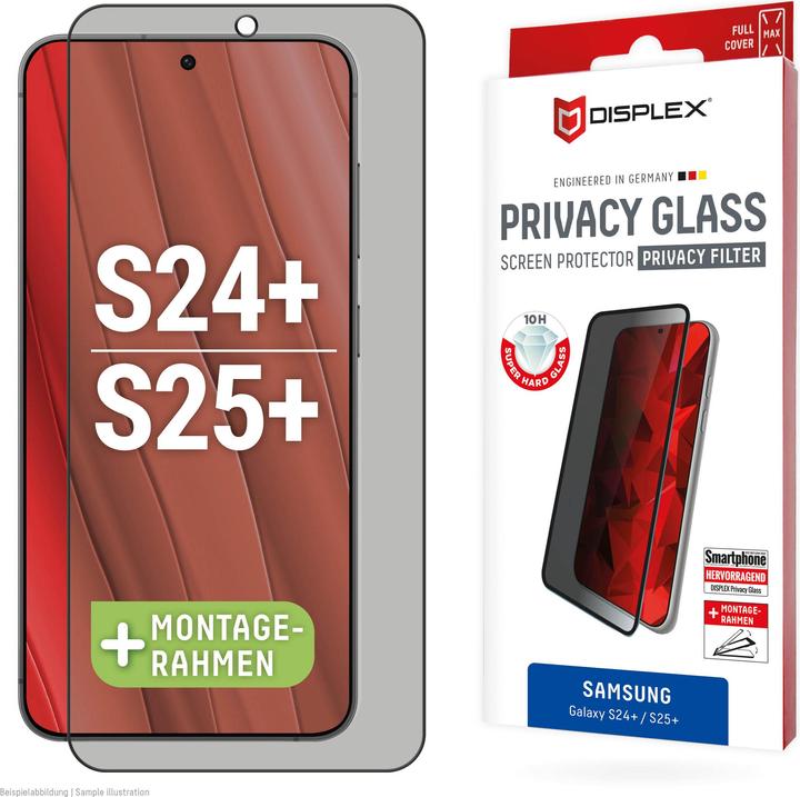 Actual product image Displex Real Glass, Privacy Full Cover Panzerglas (1 Piece, Samsung Galaxy S24+, Samsung Galaxy S25+)